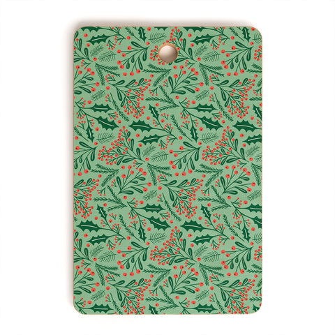 carriecantwell Winter Holiday Floral Cutting Board Rectangle