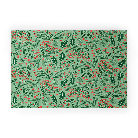 carriecantwell Winter Holiday Floral Welcome Mat