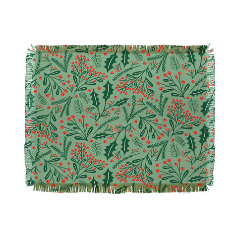carriecantwell Winter Holiday Floral Throw Blanket