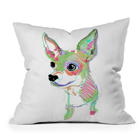 Casey Rogers Chihuahua Multi Outdoor Throw Pillow
