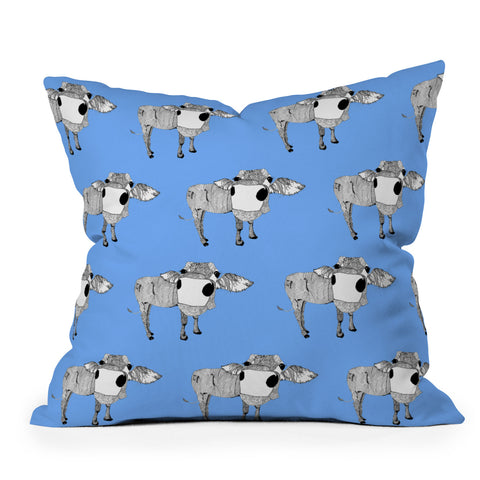 Casey Rogers Cow Repeat Outdoor Throw Pillow