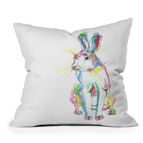Casey Rogers Hare Multi Outdoor Throw Pillow