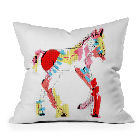 Casey Rogers Horse Color Outdoor Throw Pillow