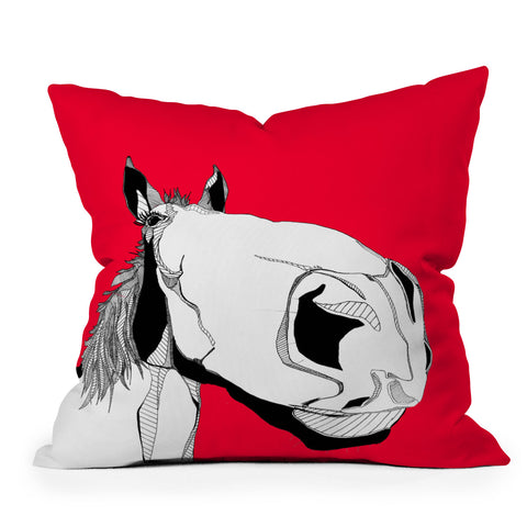 Casey Rogers Horseface Outdoor Throw Pillow