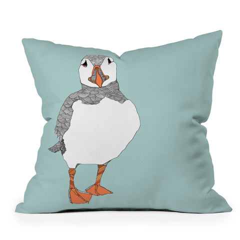 Casey Rogers Puffin 2 Outdoor Throw Pillow