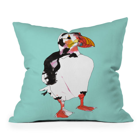 Casey Rogers Puffin Outdoor Throw Pillow