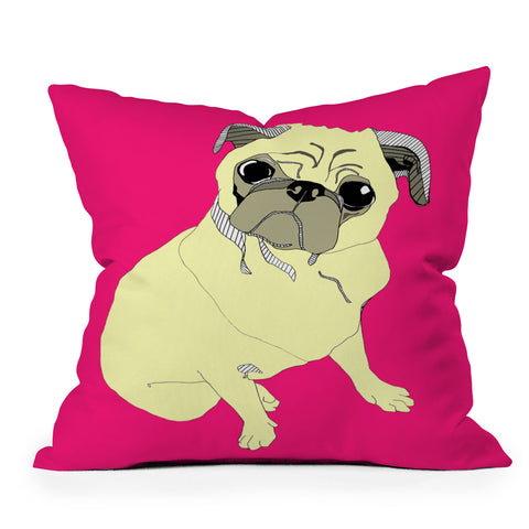 Casey Rogers Pugbug Outdoor Throw Pillow