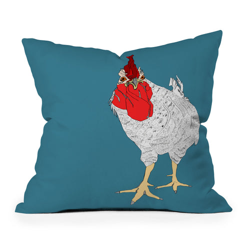 Casey Rogers Rooster Outdoor Throw Pillow