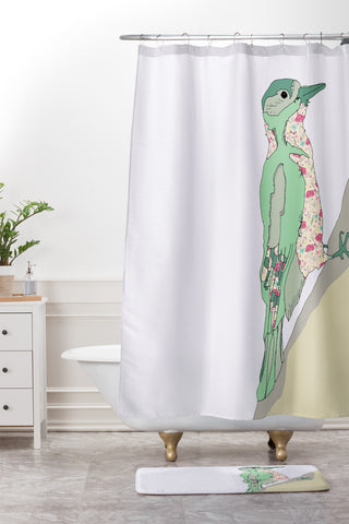 Casey Rogers woodpecker Shower Curtain And Mat