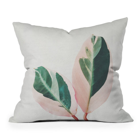 Cassia Beck Pink Leaves I Outdoor Throw Pillow