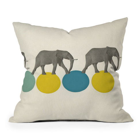 Cassia Beck Travelling Elephants Outdoor Throw Pillow