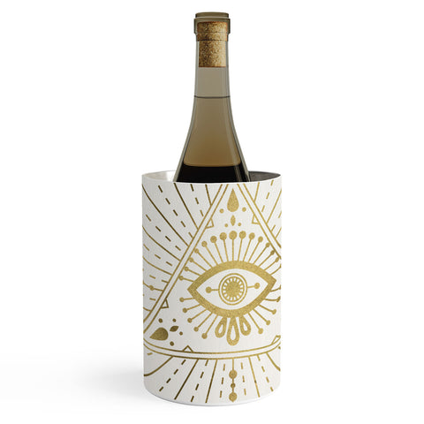 Cat Coquillette AllSeeing Eye Mandala Gold Wine Chiller