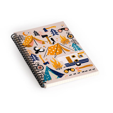 Cat Coquillette Camping Kit Orange Blue Spiral Notebook