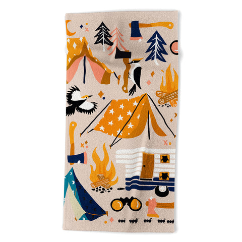 Cat Coquillette Camping Kit Orange Blue Beach Towel