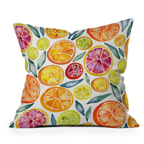 Cat Coquillette Citrus Slices Pattern Outdoor Throw Pillow