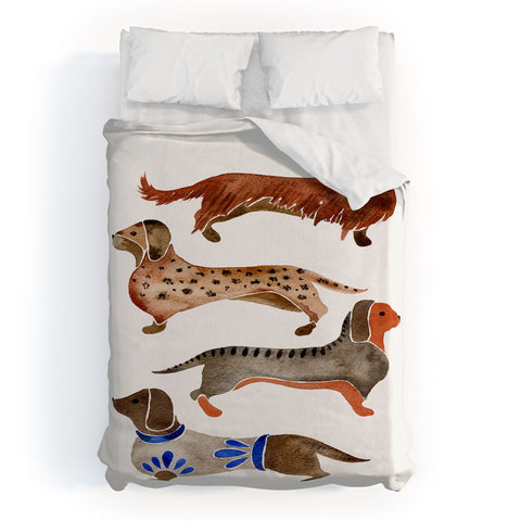 Cat Coquillette Dachshunds by CatCoq Duvet Cover