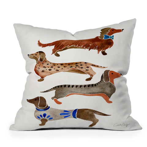 Cat Coquillette Dachshunds by CatCoq Outdoor Throw Pillow