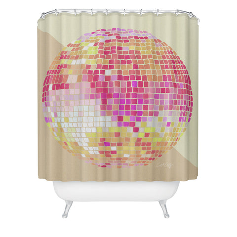Cat Coquillette Disco Ball Pink Ombre Shower Curtain