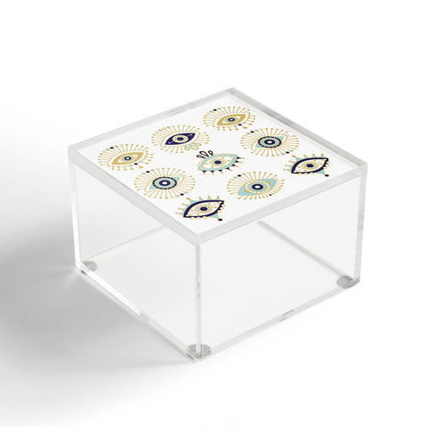 Cat Coquillette Evil Eye Collection on White Acrylic Box