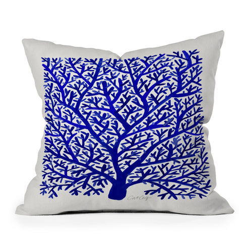 Cat Coquillette Fan Coral Navy Outdoor Throw Pillow