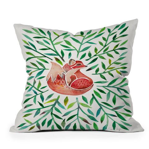 Cat Coquillette Fox and Fronds Outdoor Throw Pillow