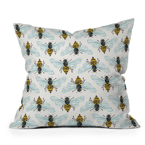 Cat Coquillette Honey Bee Pattern Outdoor Throw Pillow