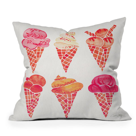 Cat Coquillette Ice Cream Cones Pink Outdoor Throw Pillow