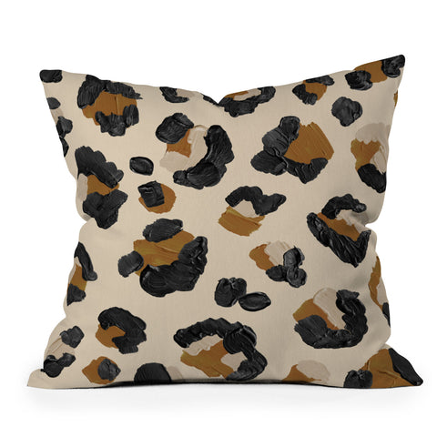 Cat Coquillette Leopard Print Neutral Gold Li Outdoor Throw Pillow