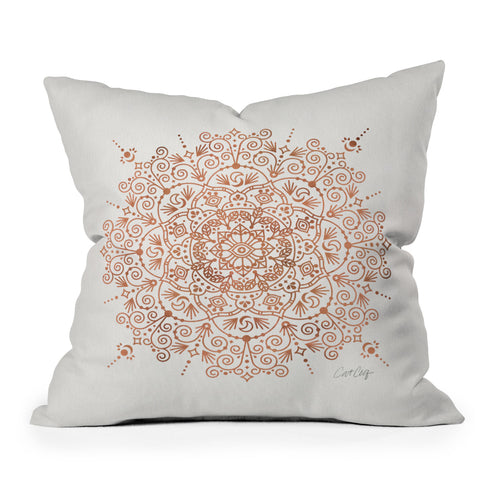 Cat Coquillette Moroccan Mandala Rose Gold Outdoor Throw Pillow