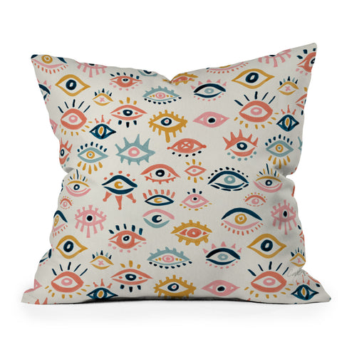 Cat Coquillette Mystic Eyes Primary Palette Outdoor Throw Pillow