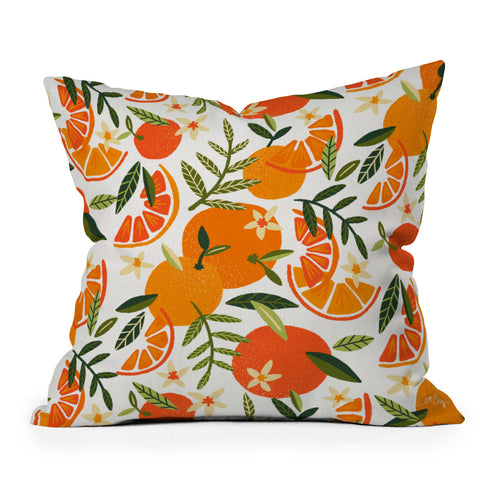 Cat Coquillette Orange Blooms White Palette Outdoor Throw Pillow