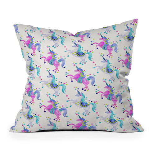 Cat Coquillette Pastel Unicorns Outdoor Throw Pillow
