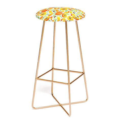 Cat Coquillette Peaches Green Leaves Bar Stool