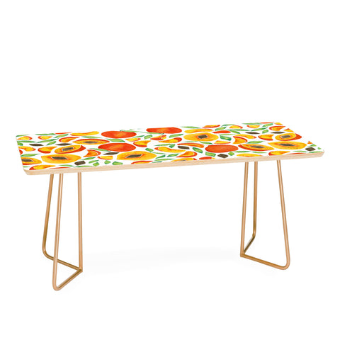 Cat Coquillette Peaches Green Leaves Coffee Table