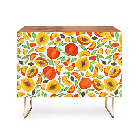 Cat Coquillette Peaches Green Leaves Credenza