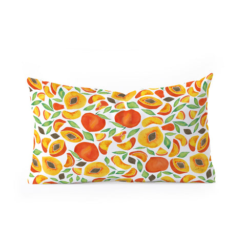 Cat Coquillette Peaches Green Leaves Oblong Throw Pillow