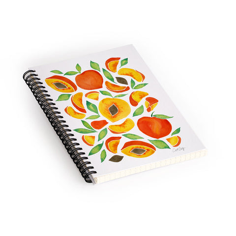 Cat Coquillette Peaches Green Leaves Spiral Notebook