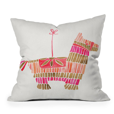 Cat Coquillette Pinata Pink and Rose Gold Outdoor Throw Pillow