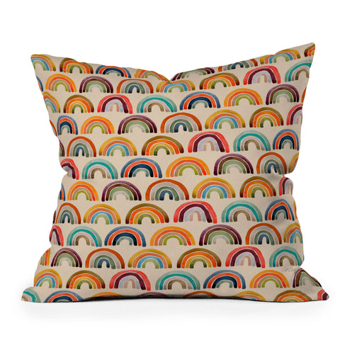 Cat Coquillette Rainbow Watercolor Retro Palette Outdoor Throw Pillow