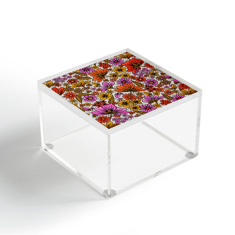 Cat Coquillette Retro Flower Power Pink Red Acrylic Box