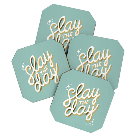 Cat Coquillette Slay the Day Mint Gold Coaster Set