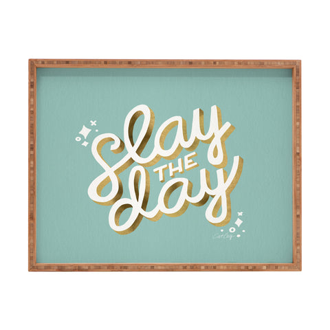 Cat Coquillette Slay the Day Mint Gold Rectangular Tray