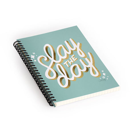 Cat Coquillette Slay the Day Mint Gold Spiral Notebook