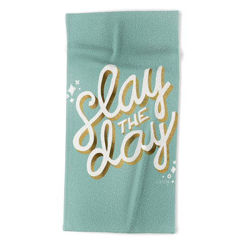Cat Coquillette Slay the Day Mint Gold Beach Towel