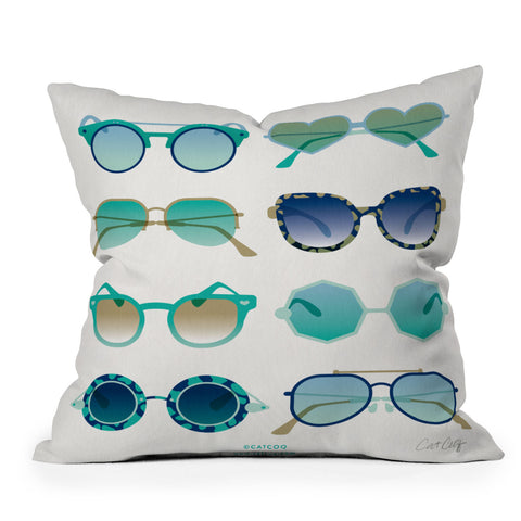 Cat Coquillette Sunglasses Collection Blue Outdoor Throw Pillow