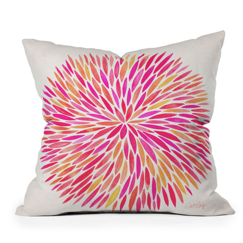 Cat Coquillette Watercolor Burst Pink Ombre Outdoor Throw Pillow