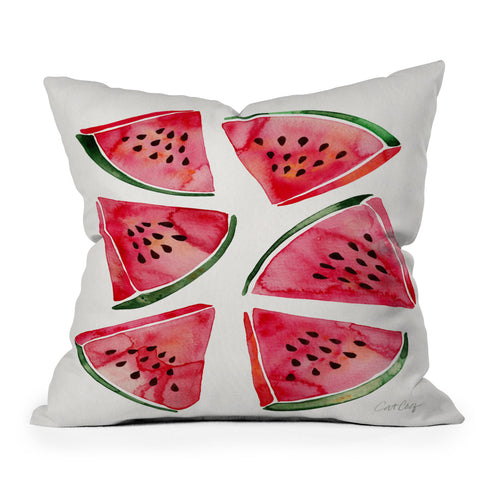 Cat Coquillette Watermelon Slices 2 Outdoor Throw Pillow