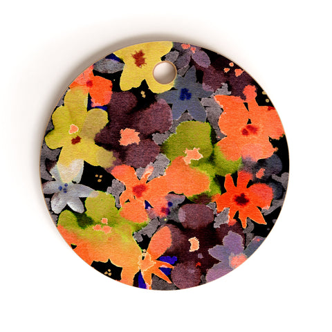 CayenaBlanca Abstract Flowers Cutting Board Round