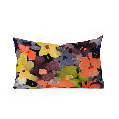 CayenaBlanca Abstract Flowers Oblong Throw Pillow