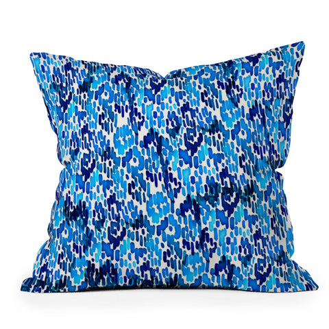 CayenaBlanca Blue Ikat Outdoor Throw Pillow